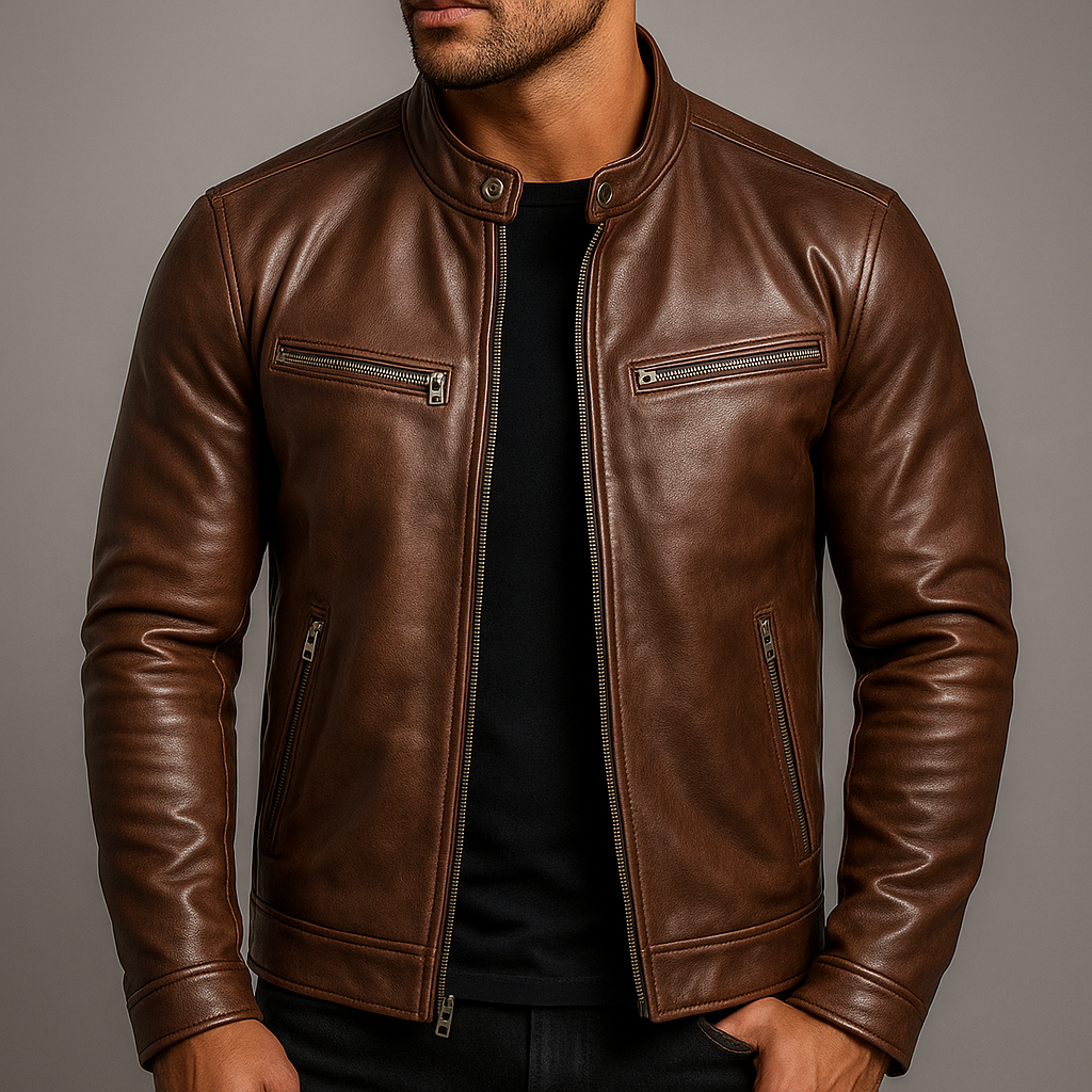 Damen Lederjacke im Vintage-Stil | Klassische Jacke in Lederoptik mit geschmeidiger Oberfläche und windabweisendem Design für Herbst