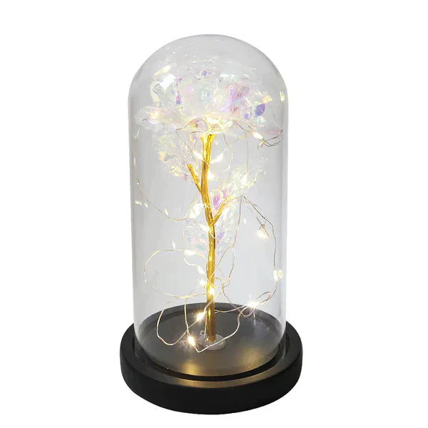 Amethyst Spirituelle Lampe | Ewige Rosenlampe im Glasdom | LED Kristall Deko | Symbol für Liebe &amp; Energie