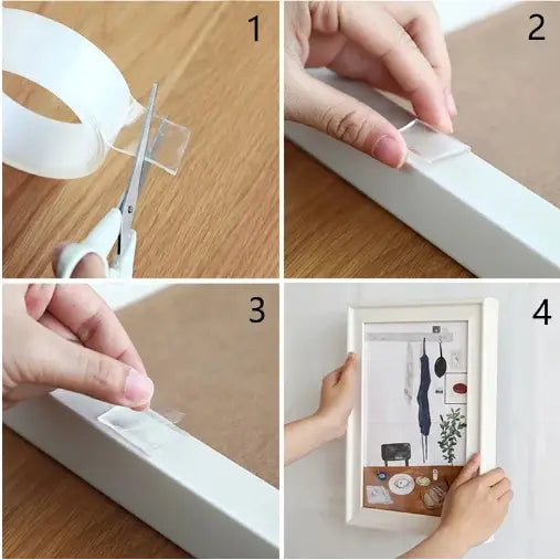 Double-sided magic adhesive tape transparent | super strong adhesion &amp; reusable | 3 cm × 3 m, residue-free, indoor &amp; outdoor