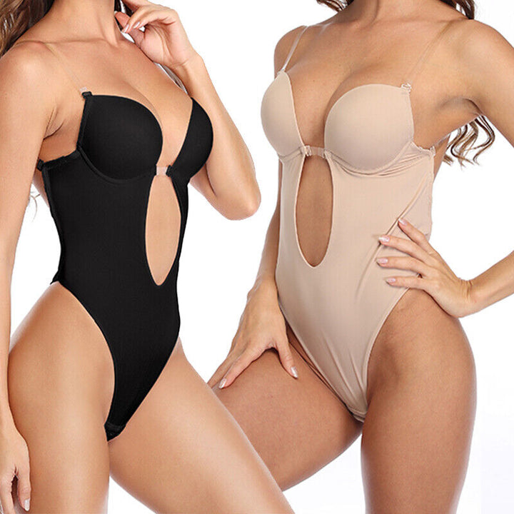 Body shapewear dos nu avec bretelles transparentes | Lissant et soutenant sans coutures | Invisible sous les robes | Lot de 2