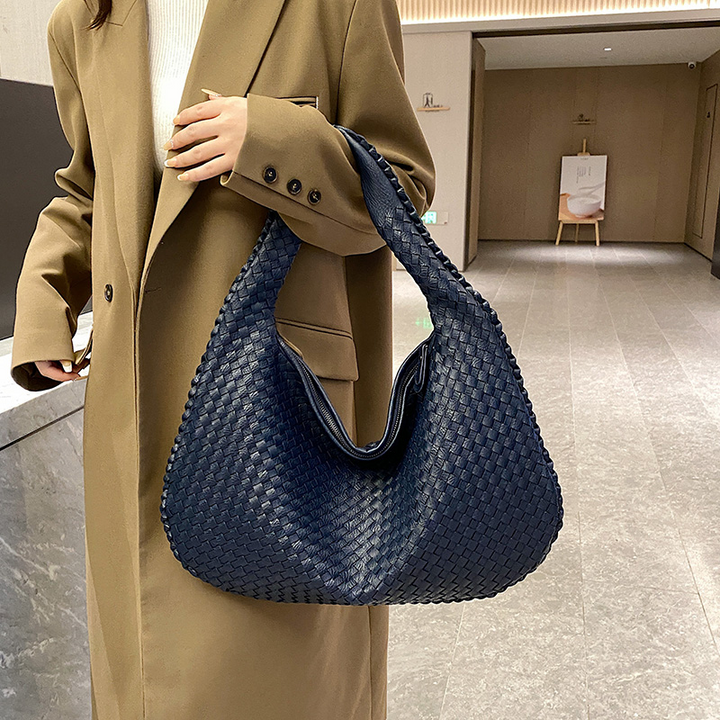 Damen Tragetasche | Geflochtene Handtasche aus veganem Leder mit großem Hauptfach