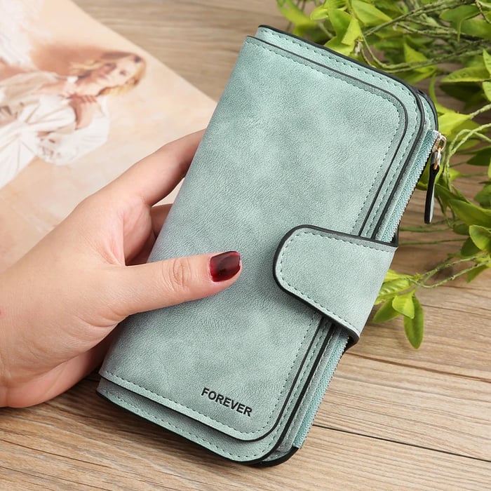 Damen RFID Portemonnaie mit großer Kapazität | Kompakte Geldbörse mit Kartenfächern | PU-Leder Look