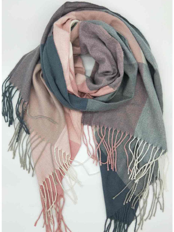 Damen Winterschal | Weicher Schal mit elegantem Muster, wärmender Stoffmischung und dekorativen Fransen für Herbst und Winter