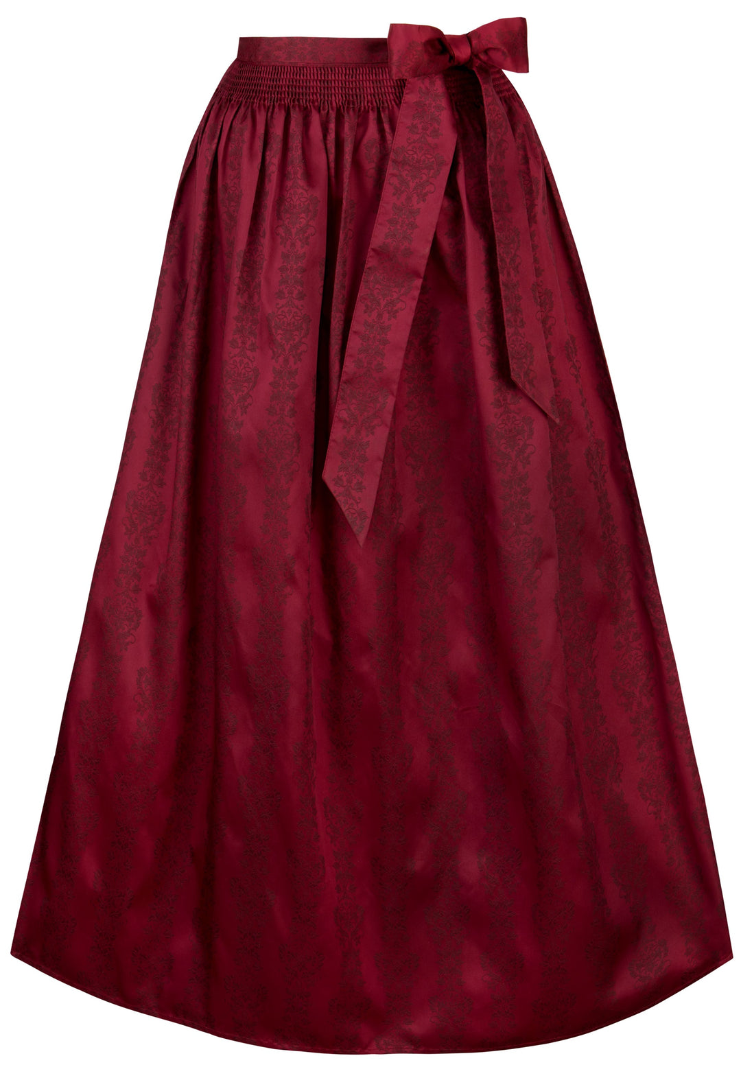 Dirndlschürze 96 cm | Bordeauxfarbene Trachtenschürze mit eingewebtem Muster für lange Dirndl und festliche Anlässe