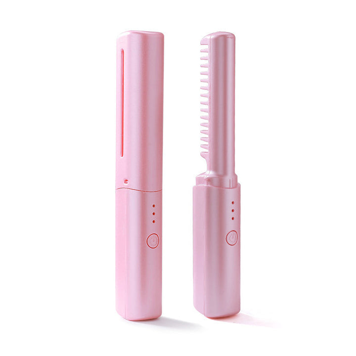 Rechargeable mini hair straightener comb | 3 temperature levels &amp; ceramic coating | 70 min battery (4000 mAh) | Travel size