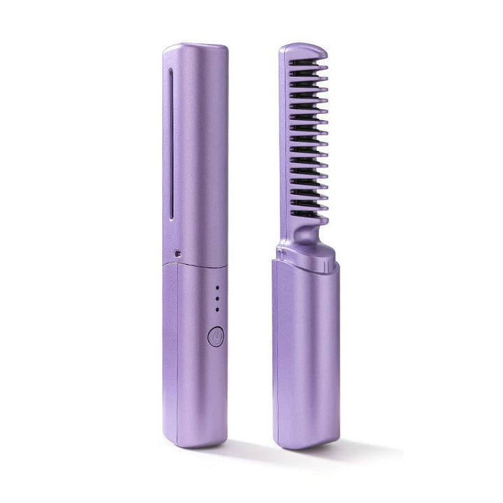 Rechargeable mini hair straightener comb | 3 temperature levels &amp; ceramic coating | 70 min battery (4000 mAh) | Travel size