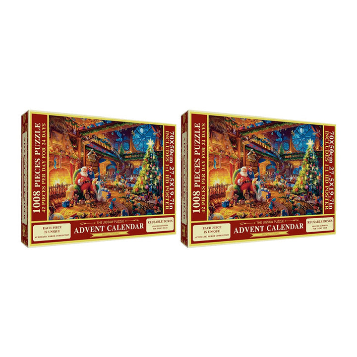 Weihnachts Puzzle Adventskalender mit 1008 Teilen | 24 Tage mit je 42 Puzzleteilen | Wiederverwendbare Boxen und Poster