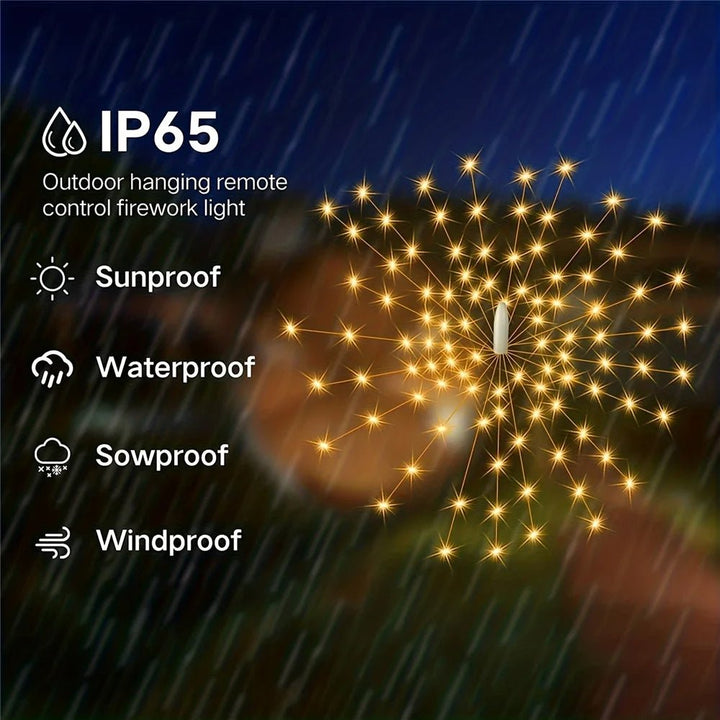 Solar Outdoor String Lights IP65 | 8 Modes &amp; 4 Brightness Levels with Remote Control | Light Sensor with Auto On Function | Set of 4 + 4 Free