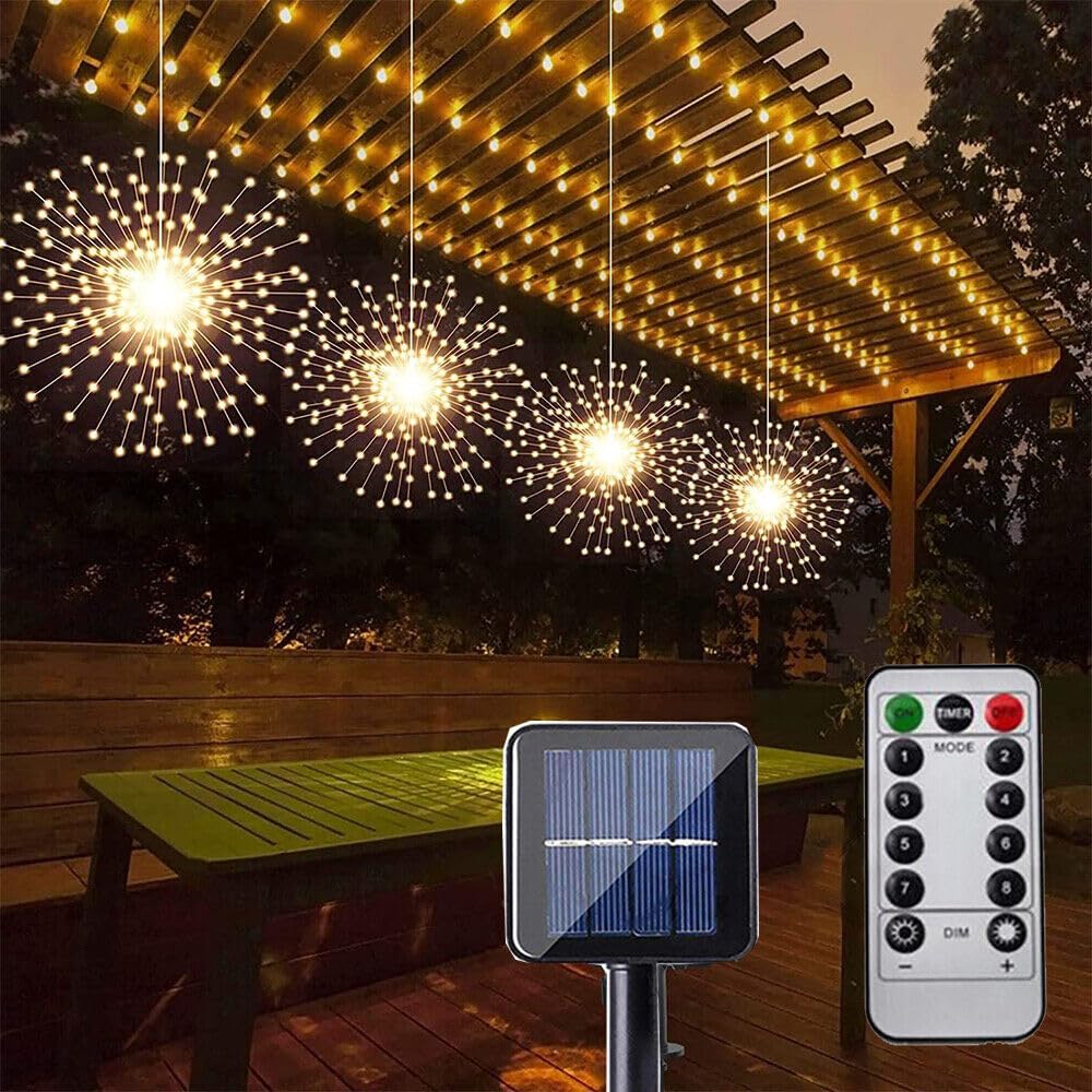 Solar Gartenlichter mit 8 Leuchtmodi | Wasserdichte LED Außenbeleuchtung für Terrasse &amp; Garten | 4 Stück