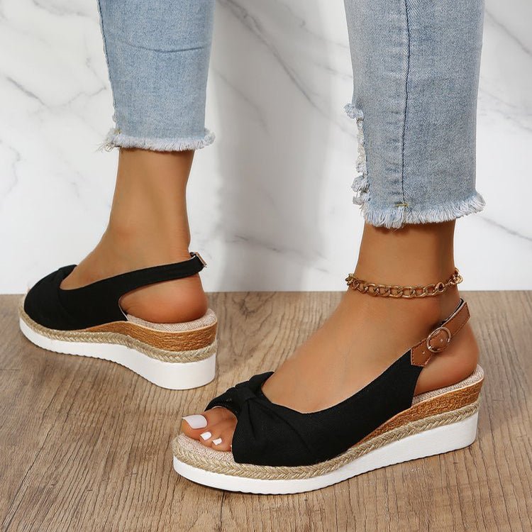 Damen Plateau-Sandalen mit 6 cm Absatz | Bequeme Sandalen mit Fußgewölbe-Unterstützung | Rutschfeste Sommersandalen