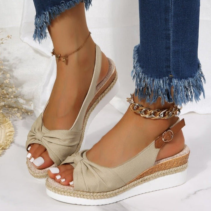 Damen Plateau-Sandalen mit 6 cm Absatz | Bequeme Sandalen mit Fußgewölbe-Unterstützung | Rutschfeste Sommersandalen