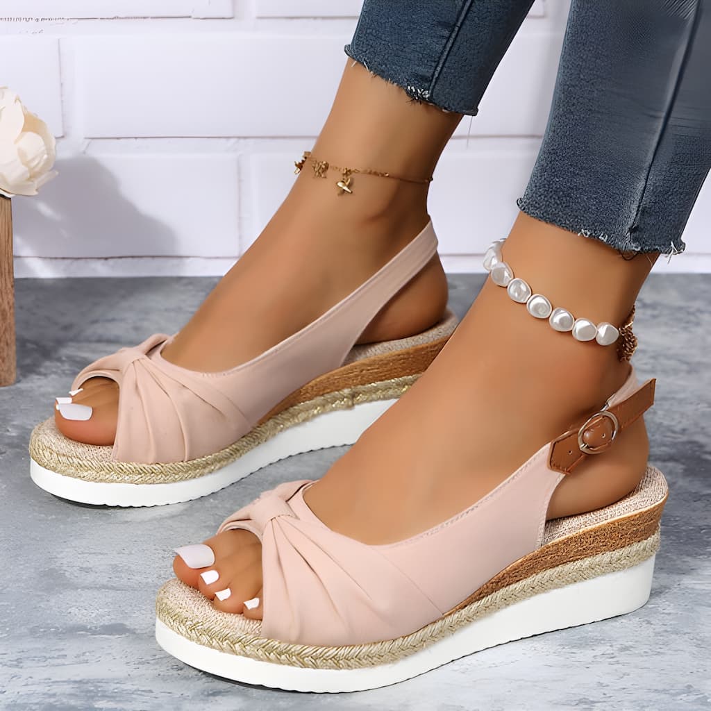 Damen Plateau-Sandalen mit 6 cm Absatz | Bequeme Sandalen mit Fußgewölbe-Unterstützung | Rutschfeste Sommersandalen