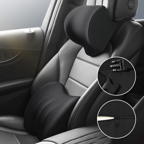 Set cuscino da collo e lombare per auto | Cuscino poggiatesta ergonomico in memory foam con cinturino regolabile