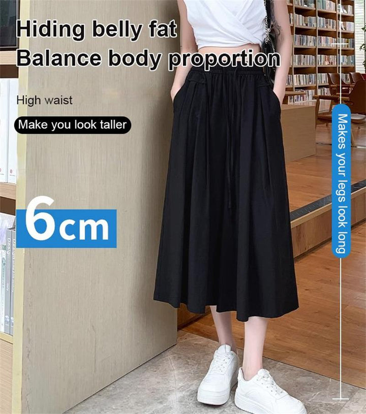 Pantaloni larghi in seta ghiaccio sottili alla moda con gamba ampia