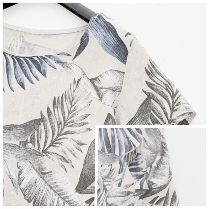 Damen Kleid mit botanischem Print &amp; Rundhalsausschnitt | Kurze Ärmel, schmeichelhafte Passform | Leicht &amp; vielseitig, M–2XL