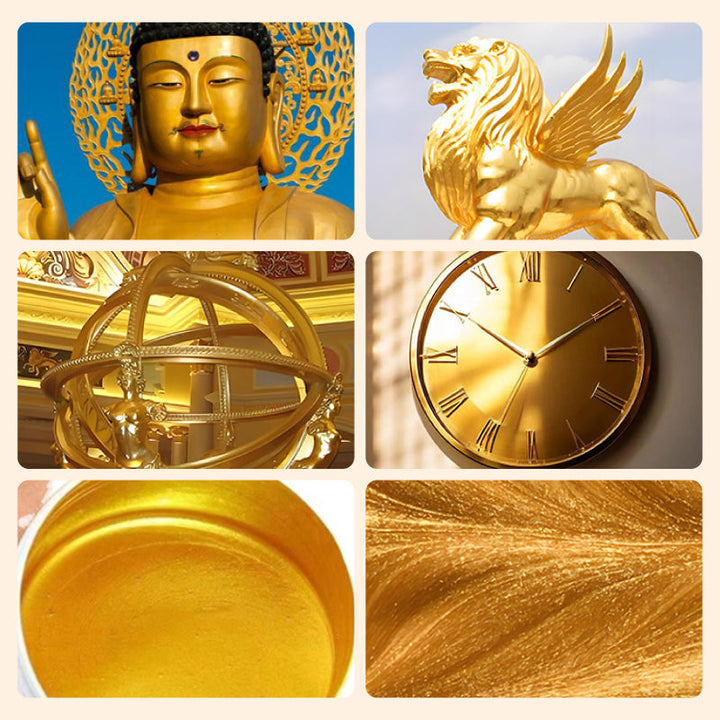 Wasserbasierte Metallic-Farbe Gold/Silber | Blattgold-Effekt für Deko &amp; Möbel | 200 g, ungiftig, streichen/rollen/sprühen