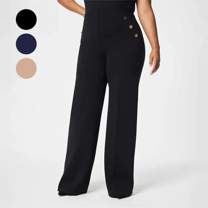 Damen Schlaghose mit Hoher Taille | Formender Ponte-Stoff | Weites Bein &amp; Komfort-Stretch | Elegant &amp; Figurbetonend