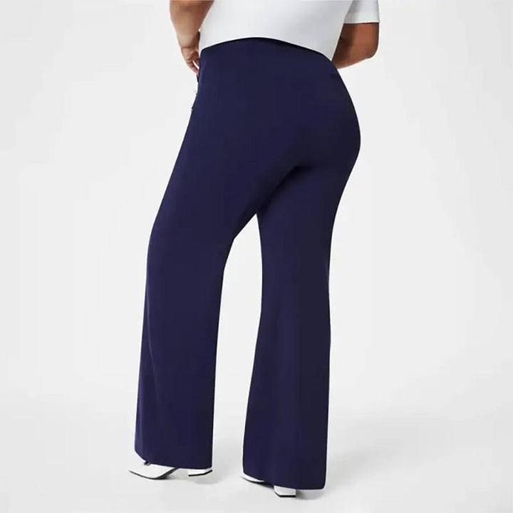 Damen Schlaghose mit Hoher Taille | Formender Ponte-Stoff | Weites Bein &amp; Komfort-Stretch | Elegant &amp; Figurbetonend