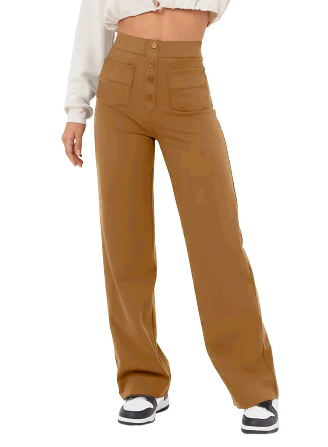 Pantalon femme taille haute &amp; stretch | Ceinture confort lissante | Liberté de mouvement au quotidien | Confortable, ajusté &amp; polyvalent