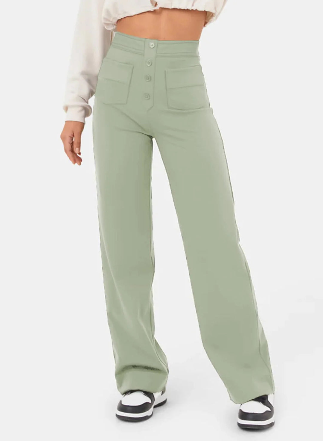 Pantalon femme taille haute &amp; stretch | Ceinture confort lissante | Liberté de mouvement au quotidien | Confortable, ajusté &amp; polyvalent