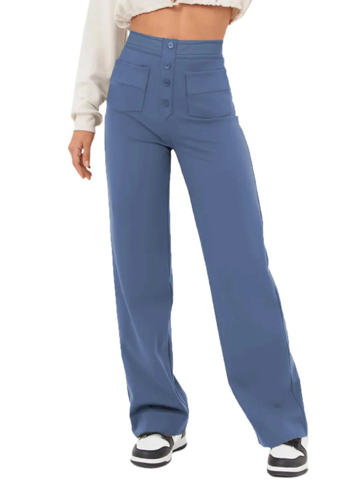 Pantalon femme taille haute &amp; stretch | Ceinture confort lissante | Liberté de mouvement au quotidien | Confortable, ajusté &amp; polyvalent