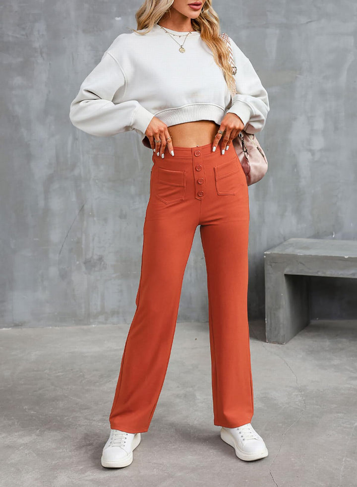 Pantalon femme taille haute &amp; stretch | Ceinture confort lissante | Liberté de mouvement au quotidien | Confortable, ajusté &amp; polyvalent