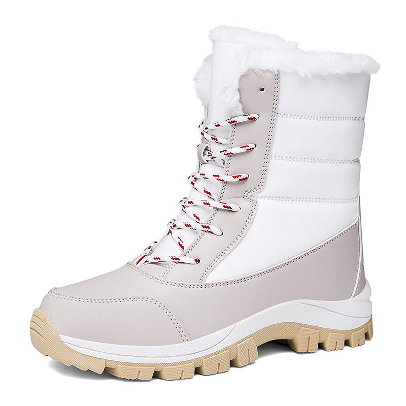 Damen Winterstiefel wasserdicht und warm gefüttert | Winterboots mit rutschfester Profilsohle und Kunstfellbesatz für Schnee und Regen