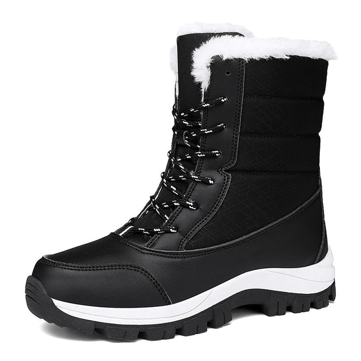 Damen Winterstiefel wasserdicht und warm gefüttert | Winterboots mit rutschfester Profilsohle und Kunstfellbesatz für Schnee und Regen