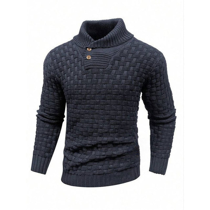 Herren Strickpullover mit Stehkragen | Warmer Pullover mit Knopfleiste, strukturiertem Strickmuster und Rippbündchen für Herbst und Winter
