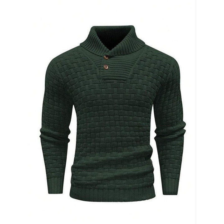 Herren Strickpullover mit Stehkragen | Warmer Pullover mit Knopfleiste, strukturiertem Strickmuster und Rippbündchen für Herbst und Winter