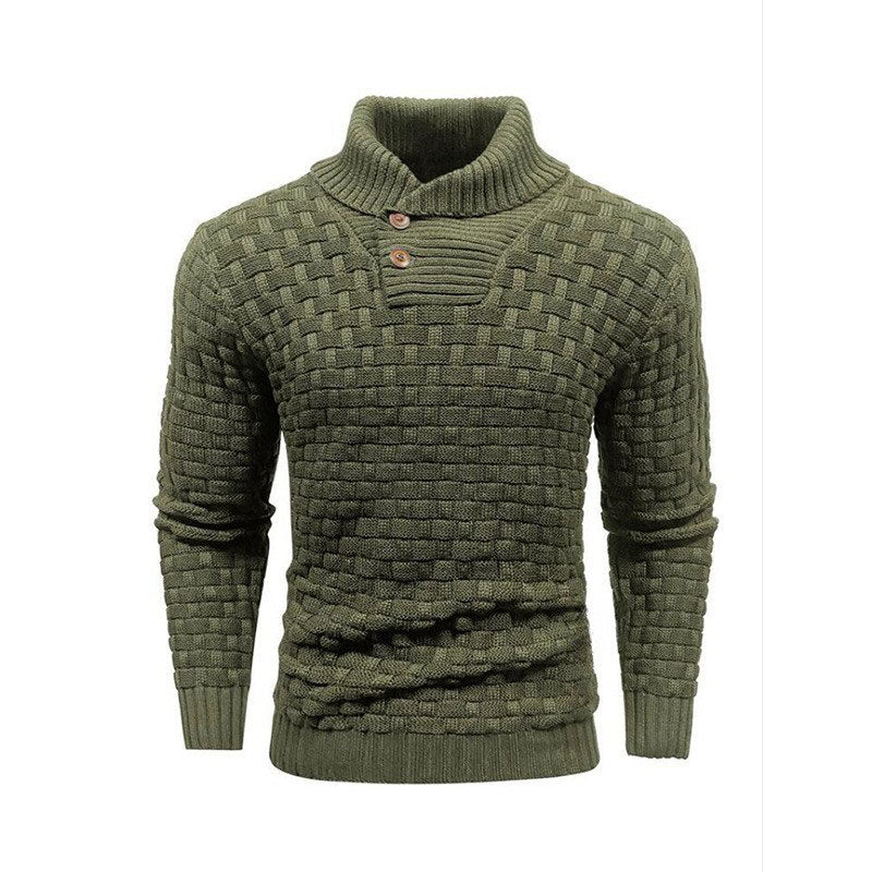 Herren Strickpullover mit Stehkragen | Warmer Pullover mit Knopfleiste, strukturiertem Strickmuster und Rippbündchen für Herbst und Winter