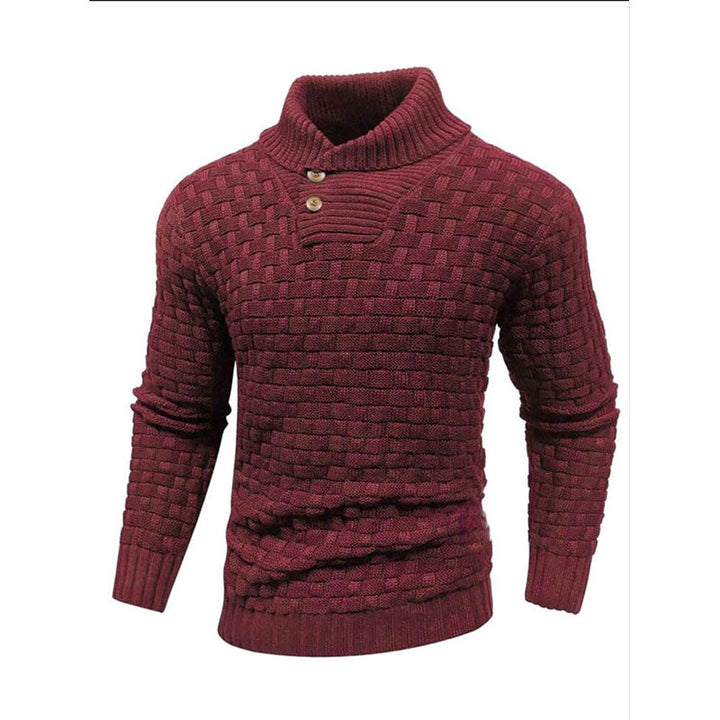 Herren Strickpullover mit Stehkragen | Warmer Pullover mit Knopfleiste, strukturiertem Strickmuster und Rippbündchen für Herbst und Winter