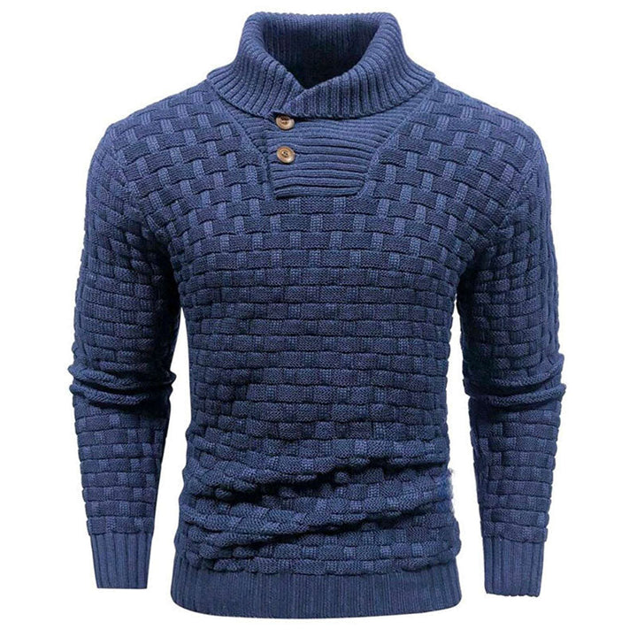 Herren Strickpullover mit Stehkragen | Warmer Pullover mit Knopfleiste, strukturiertem Strickmuster und Rippbündchen für Herbst und Winter