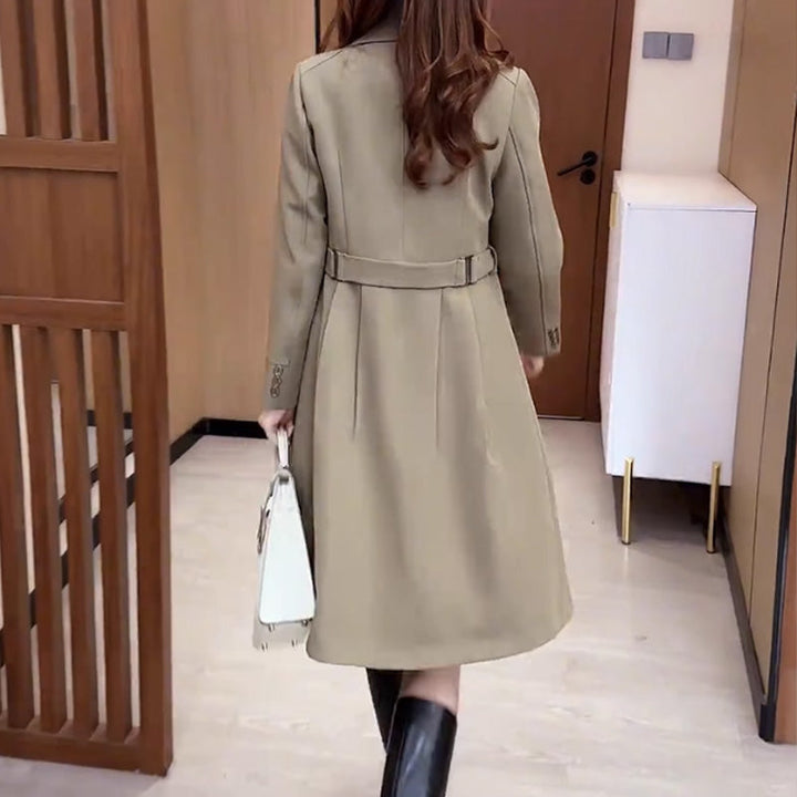 Damen Trenchcoat gefüttert | Warmer Wintermantel mit Reverskragen und taillierter Passform