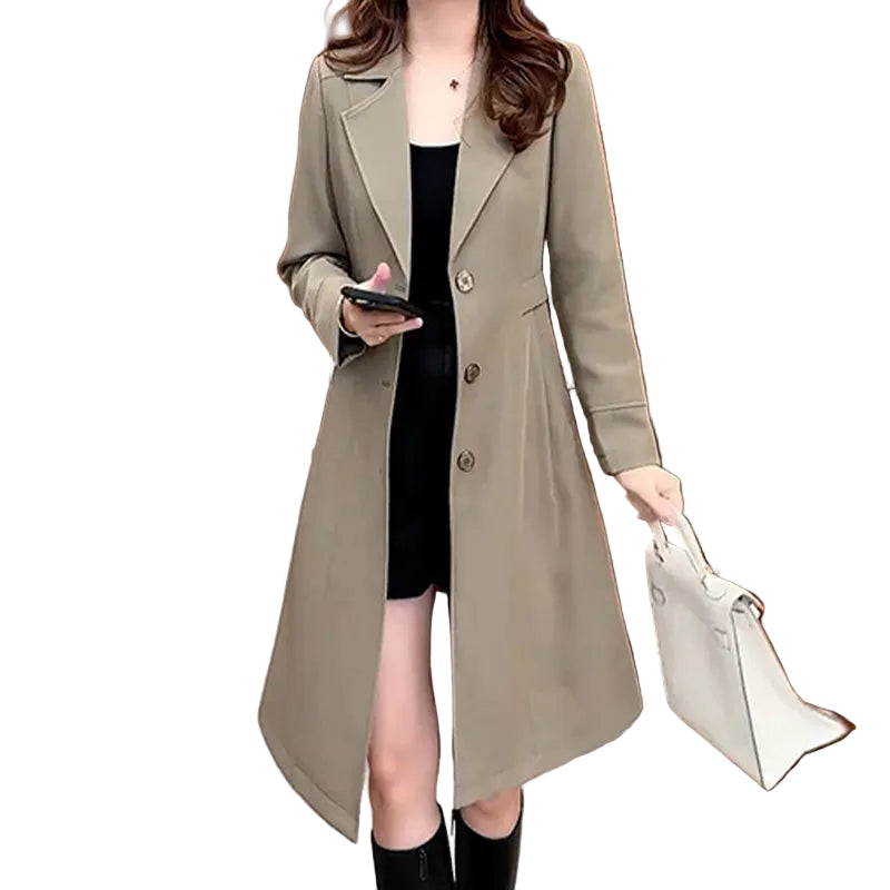 Damen Trenchcoat gefüttert | Warmer Wintermantel mit Reverskragen und taillierter Passform