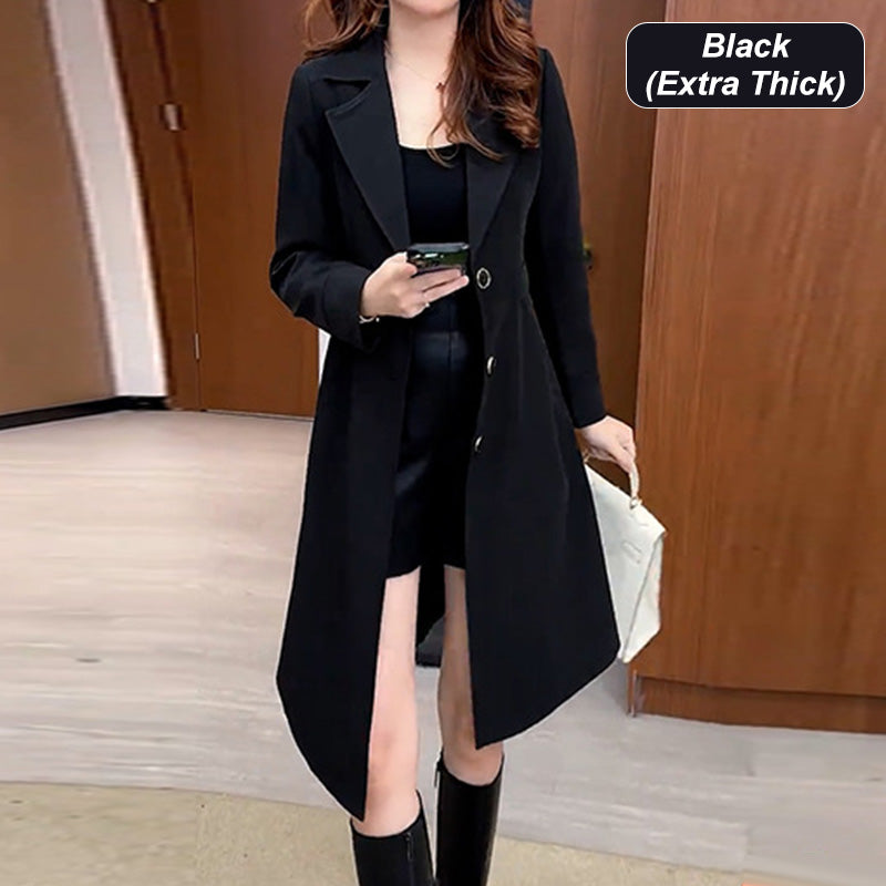 Damen Trenchcoat gefüttert | Warmer Wintermantel mit Reverskragen und taillierter Passform