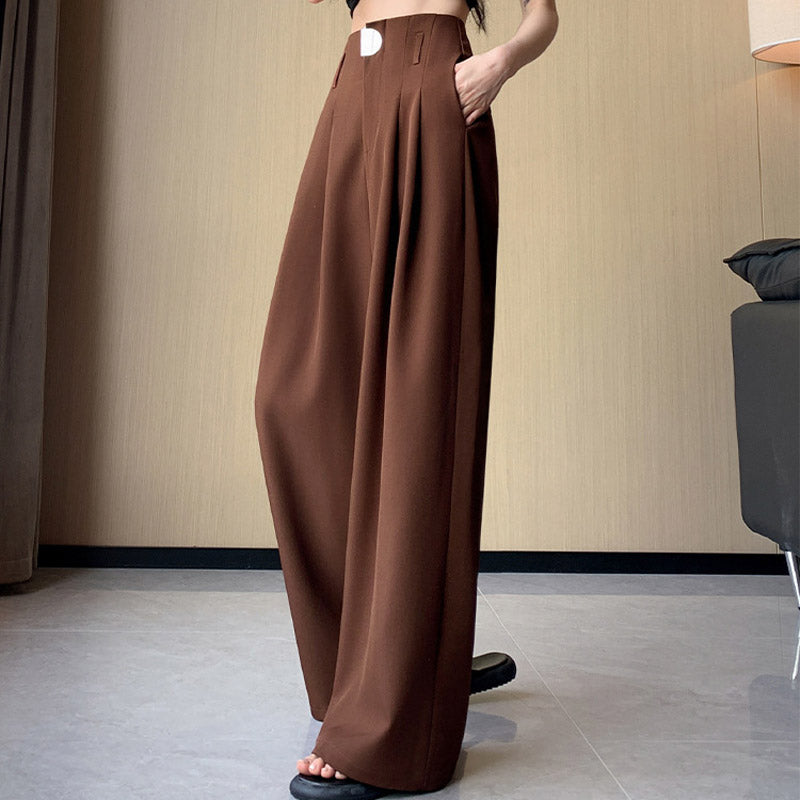 Damen Hose | Weite Passform mit hoher Taille | Elegante Business &amp; Freizeit Stoffhose mit Taschen