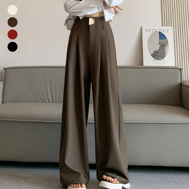 Damen Hose | Weite Passform mit hoher Taille | Elegante Business &amp; Freizeit Stoffhose mit Taschen