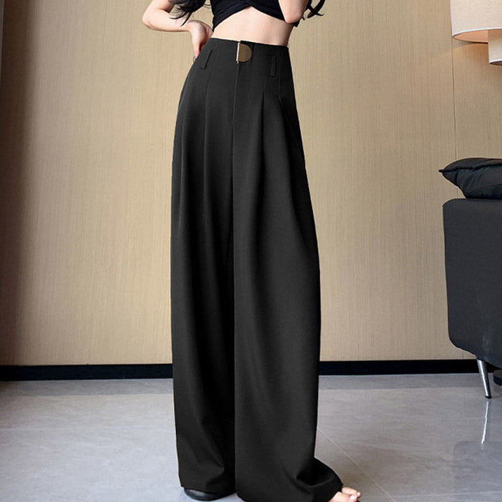 Damen Hose | Weite Passform mit hoher Taille | Elegante Business &amp; Freizeit Stoffhose mit Taschen