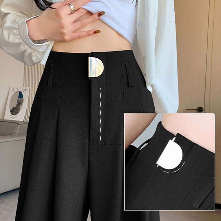Damen Hose | Weite Passform mit hoher Taille | Elegante Business &amp; Freizeit Stoffhose mit Taschen