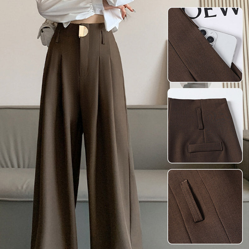 Damen Hose | Weite Passform mit hoher Taille | Elegante Business &amp; Freizeit Stoffhose mit Taschen