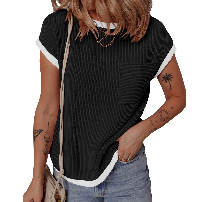 Damen T-Shirt mit Rundhalsausschnitt | Kurzarmshirt mit weicher, elastischer Stoffqualität und lockerem Schnitt