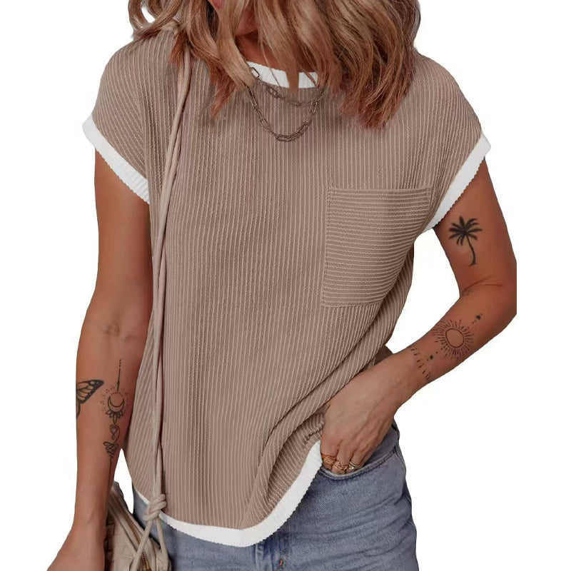 Damen T-Shirt mit Rundhalsausschnitt | Kurzarmshirt mit weicher, elastischer Stoffqualität und lockerem Schnitt