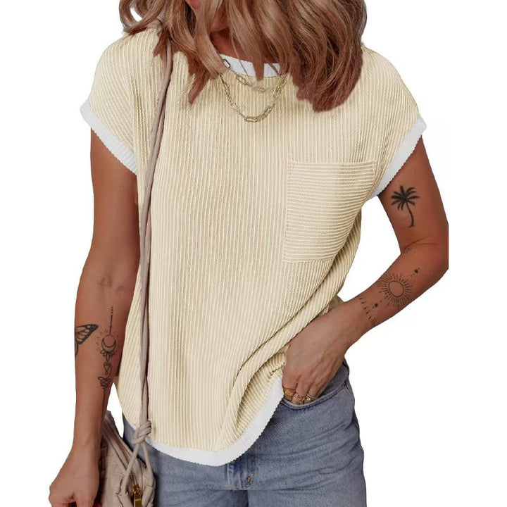 Damen T-Shirt mit Rundhalsausschnitt | Kurzarmshirt mit weicher, elastischer Stoffqualität und lockerem Schnitt