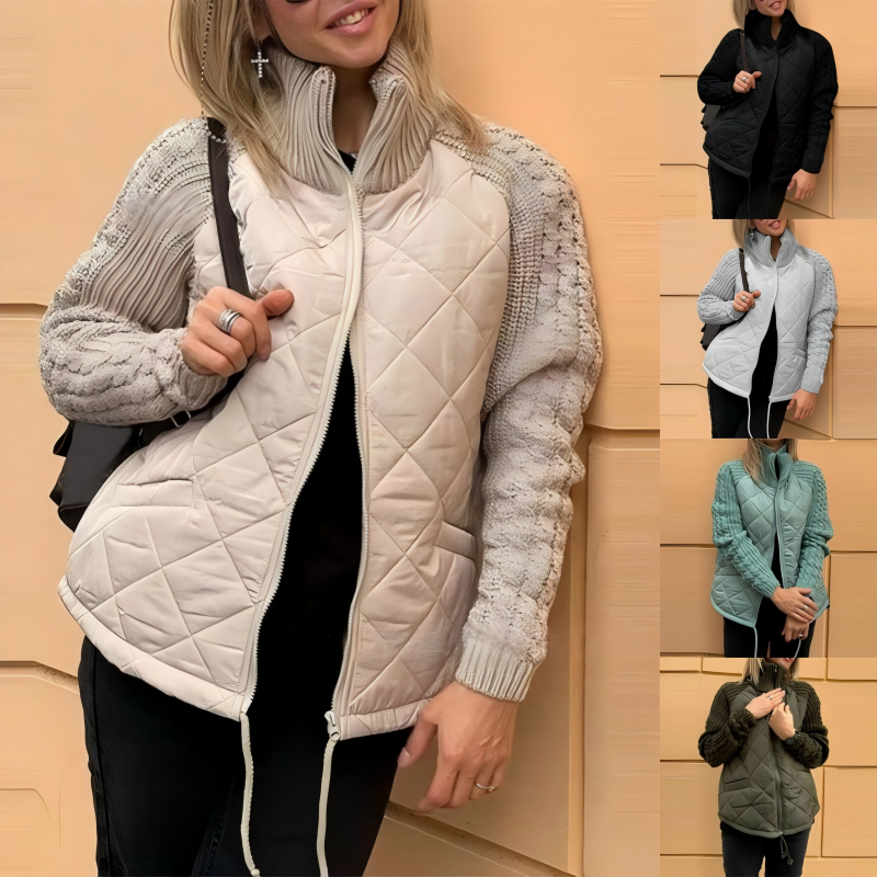Damen Steppjacke | Leichte Thermofüllung mit Patchwork-Design für Herbst, Winter und Alltag