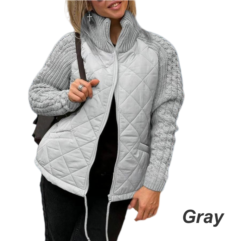 Damen Steppjacke | Leichte Thermofüllung mit Patchwork-Design für Herbst, Winter und Alltag