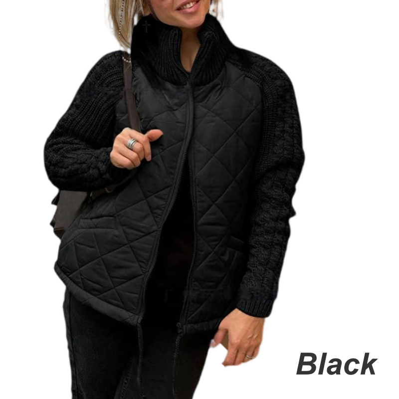 Damen Steppjacke | Leichte Thermofüllung mit Patchwork-Design für Herbst, Winter und Alltag