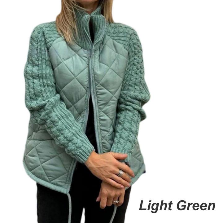 Damen Steppjacke | Leichte Thermofüllung mit Patchwork-Design für Herbst, Winter und Alltag
