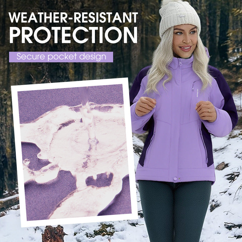 Damen Outdoorjacke | 3-in-1 Jacke mit abnehmbarer Innenjacke, Kapuze, Taschen sowie wind- und wasserabweisender Außenschicht