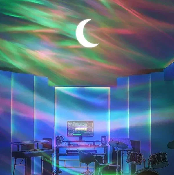 Nordlichtprojektor | Sternenprojektor mit 7 Lichteffekten, Bluetooth-Lautsprecher und Musiksteuerung für Schlafzimmer und Kinderzimmer